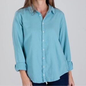 CP Shades Light Blue Button-Up Shirt Linen Size L